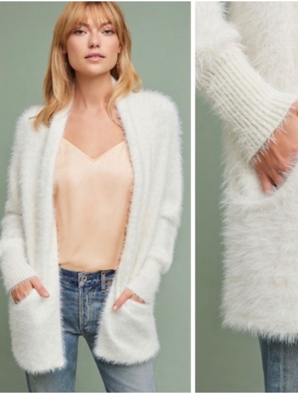 Anthropologie Knitted & Knotted fuzzy sweater cardigan